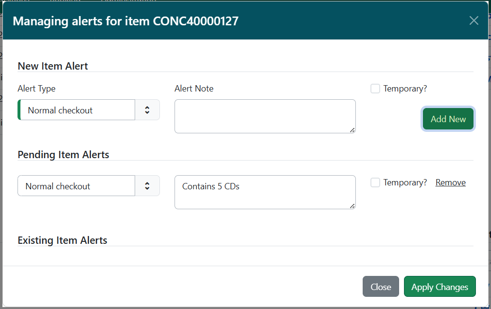 Alerts Modal