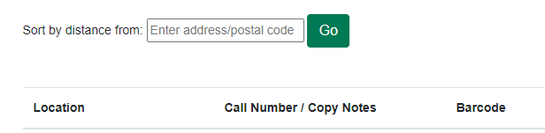 OPAC Entry Box for Geographic Sort