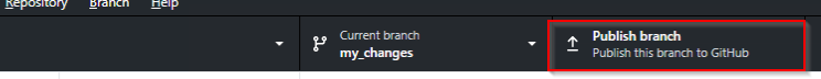 Github Destop Publish Branch Screenshot