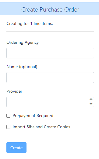 Create Purchase Order Form
