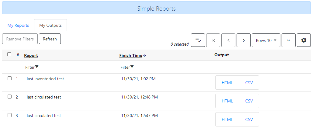 My Outputs