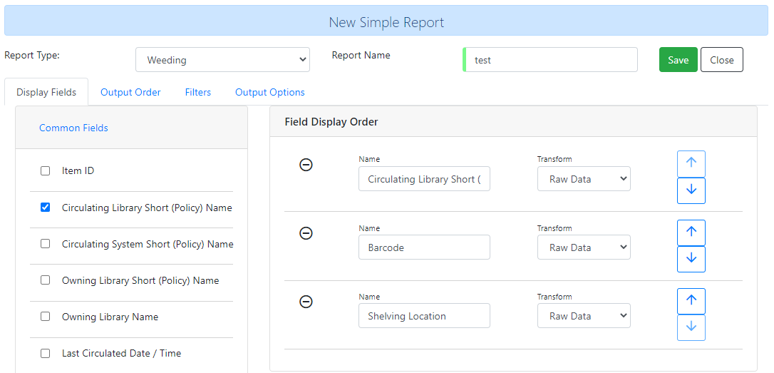 Select Display Fields