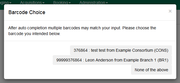 Barcode Completion Multiple Matches