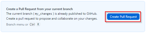 Github Destop Create a Pull Request Screenshot