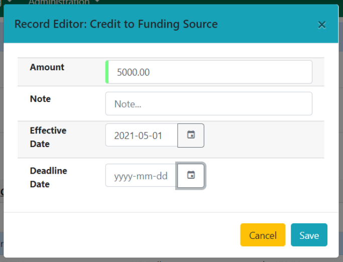 Allocate Credits to Funding Source