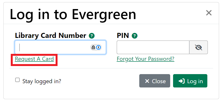 Link to request a library card