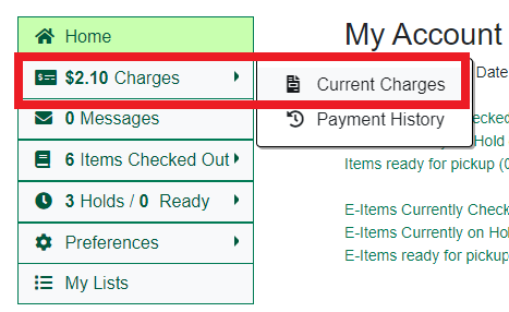 MyAccount Current Charges