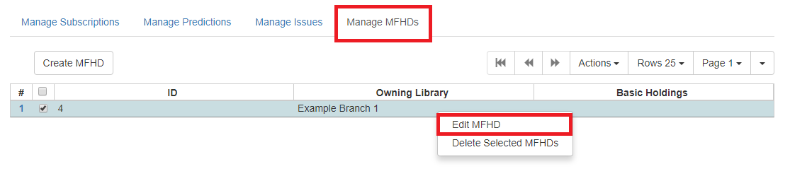 Edit MFHD is the top option on the drop down menu.